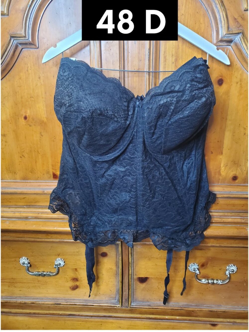 Vintage Goddess Lace Corset Bustier Plus Size New Old Stock 48D